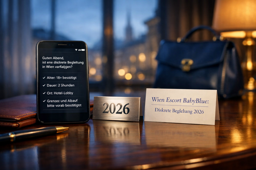 Smartphone mit Diskret-Anfrage, Terminmappe und Kalenderkarte u201e2026u201c im Wiener Hotel; wien escort babyblue.